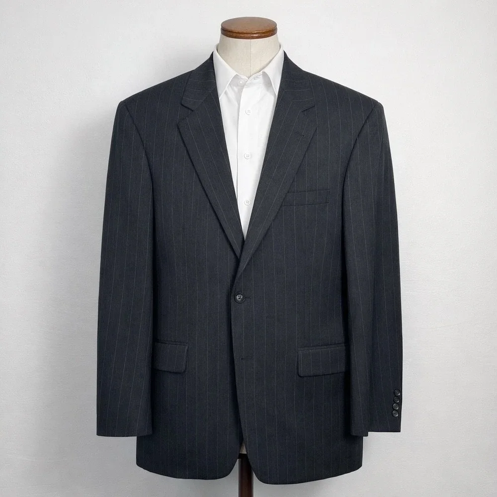 Jos A Bank Signature Collection 42L Wool Pinstripe Blazer Charcoal Grey Gordon‎